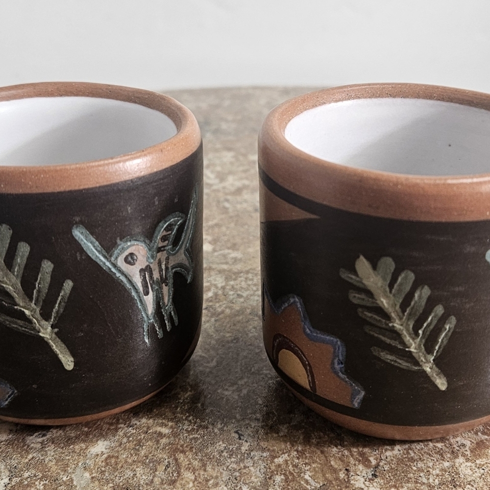 Handcrafted Southwestern Ceramic Mug – Dark Brown with Turquoise Accents